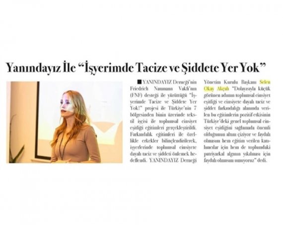 Yanındayız İle İşyerimde Tacize ve Şiddete Yer Yok!